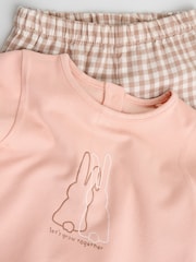 Pink/ Neutral Gingham Baby Long Sleeve Peplum Top and Trousers Set 2 Piece (0mths-2yrs) - Image 17 of 18