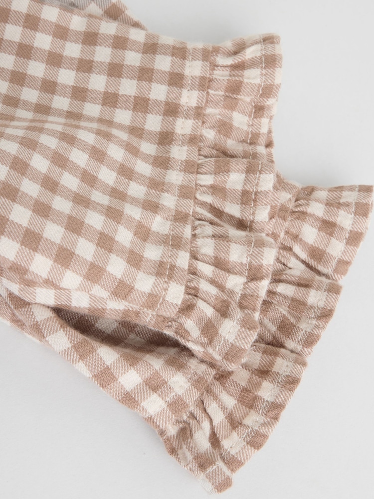 Pink/ Neutral Gingham Baby Long Sleeve Peplum Top and Trousers Set 2 Piece (0mths-2yrs) - Image 18 of 18