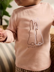 Pink/ Neutral Gingham Baby Long Sleeve Peplum Top and Trousers Set 2 Piece (0mths-2yrs) - Image 5 of 18