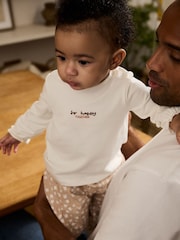 White/Brown Baby Long Sleeve Top and Trousers Set 2 Piece (0mths-2yrs) - Image 2 of 18