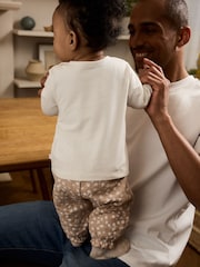 White/Brown Baby Long Sleeve Top and Trousers Set 2 Piece (0mths-2yrs) - Image 3 of 18
