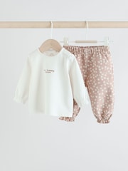 White/Brown Baby Long Sleeve Top and Trousers Set 2 Piece (0mths-2yrs) - Image 6 of 18