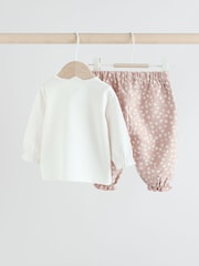 White/Brown Baby Long Sleeve Top and Trousers Set 2 Piece (0mths-2yrs) - Image 9 of 18