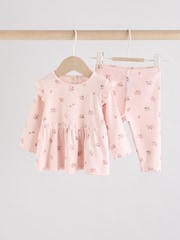 Pink Ditsy Baby Long Sleeve Frill Top And Leggings Set (0mths-2yrs) - Image 1 of 11