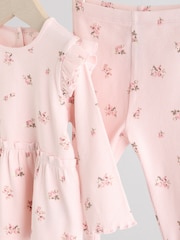 Pink Ditsy Baby Long Sleeve Frill Top And Leggings Set (0mths-2yrs) - Image 7 of 11