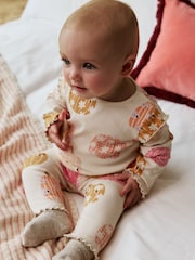 Cream/Pink Halloween Pumpkin Baby Top and Leggings 2 Piece Set (0mths-2yrs) - Image 1 of 15