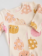 Cream/Pink Halloween Pumpkin Baby Top and Leggings 2 Piece Set (0mths-2yrs) - Image 13 of 15