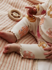 Cream/Pink Halloween Pumpkin Baby Top and Leggings 2 Piece Set (0mths-2yrs) - Image 5 of 15