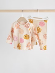 Cream/Pink Halloween Pumpkin Baby Top and Leggings 2 Piece Set (0mths-2yrs) - Image 6 of 15