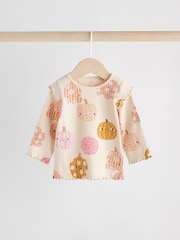 Cream/Pink Halloween Pumpkin Baby Top and Leggings 2 Piece Set (0mths-2yrs) - Image 8 of 15