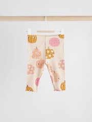Cream/Pink Halloween Pumpkin Baby Top and Leggings 2 Piece Set (0mths-2yrs) - Image 9 of 15
