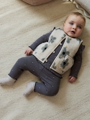 Grey Floral Baby Long Sleeve Top and Leggings with Gilet Set 3 Piece (0mths-2yrs) - Image 2 of 21