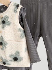 Grey Floral Baby Long Sleeve Top and Leggings with Gilet Set 3 Piece (0mths-2yrs) - Image 21 of 21
