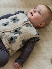 Grey Floral Baby Long Sleeve Top and Leggings with Gilet Set 3 Piece (0mths-2yrs) - Image 4 of 21
