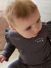 Grey Floral Baby Long Sleeve Top and Leggings with Gilet Set 3 Piece (0mths-2yrs) - Image 5 of 21