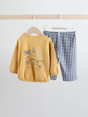 Yellow/Blue Gingham Baby Long Sleeve Top and Leggings Set 2 Piece (0mths-2yrs) - Image 2 of 12