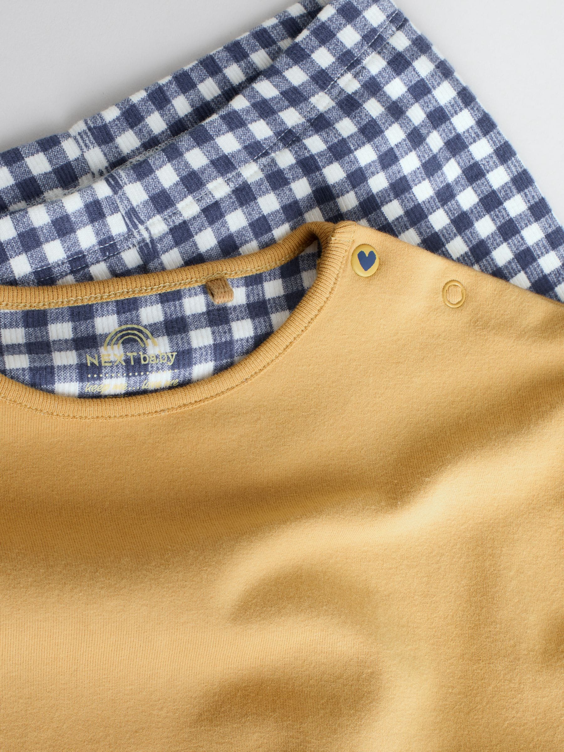 Buy Yellow/Blue Gingham Baby Long Sleeve Top and Leggings Set 2