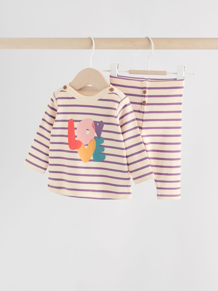 Multi Baby Long Sleeve Top and Leggings Set 2 Piece (0mths-2yrs) - Image 1 of 15