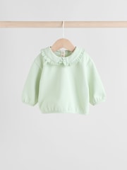 Sage Green/ Cream Ditsy Baby Frill Collar Sweater and Leggings 2 Piece Set (0mths-2yrs) - Image 3 of 12