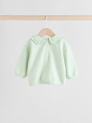 Sage Green/ Cream Ditsy Baby Frill Collar Sweater and Leggings 2 Piece Set (0mths-2yrs) - Image 5 of 12