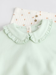 Sage Green/ Cream Ditsy Baby Frill Collar Sweater and Leggings 2 Piece Set (0mths-2yrs) - Image 7 of 12