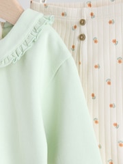 Sage Green/ Cream Ditsy Baby Frill Collar Sweater and Leggings 2 Piece Set (0mths-2yrs) - Image 8 of 12