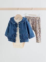 Neutral Animal Baby Denim Jacket, Top and Leggings Set 3 Piece (0mths-2yrs) - Image 1 of 20