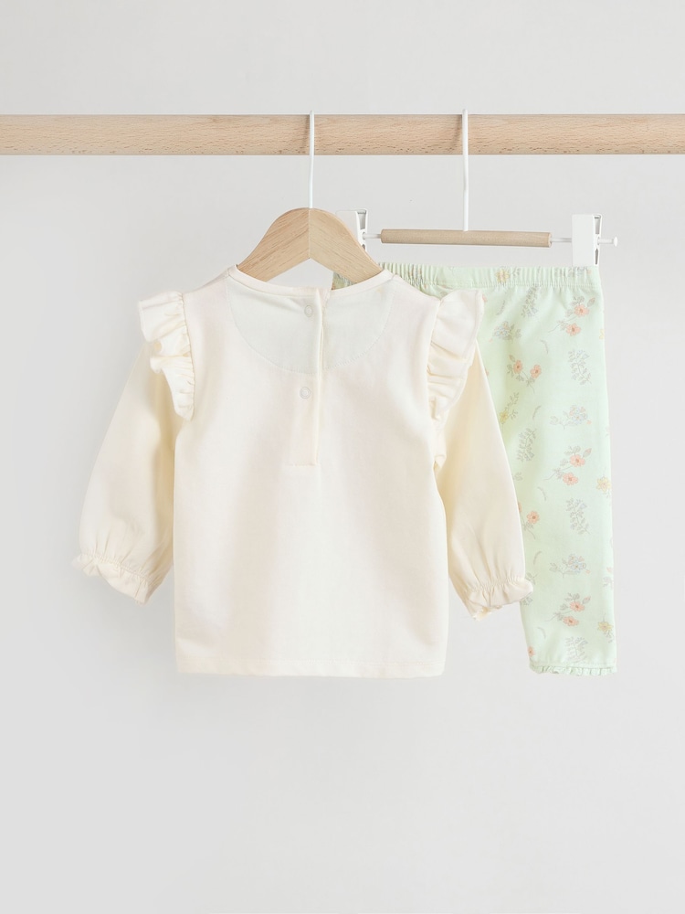 Cream Stripe Bunny - طقم من رداء علوي بكُم طويل وبنطلون ضيِّق للبيبي - صورة 2 من 12