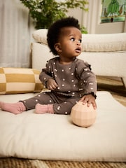 Chocolate Brown Ditsy Baby Top and Leggings 2 Piece Set (0mths-2yrs) - Image 1 of 14