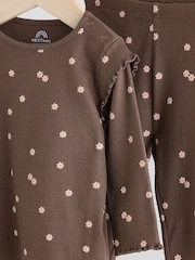 Chocolate Brown Ditsy Baby Top and Leggings 2 Piece Set (0mths-2yrs) - Image 11 of 14