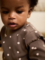 Chocolate Brown Ditsy Baby Top and Leggings 2 Piece Set (0mths-2yrs) - Image 4 of 14