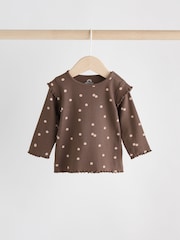 Chocolate Brown Ditsy Baby Top and Leggings 2 Piece Set (0mths-2yrs) - Image 7 of 14