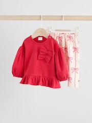 Red/Cream Baby Bow Sweaters and Leggings Set 2 Piece (0mths-2yrs) - Image 1 of 14