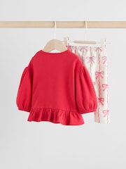 Red/Cream Baby Bow Sweaters and Leggings Set 2 Piece (0mths-2yrs) - Image 2 of 14