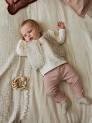 Pink/Cream Baby Fur Gilet, Top and Leggings 3 Piece Set (0mths-2yrs) - Image 3 of 11