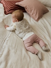 Pink/Cream Baby Fur Gilet, Top and Leggings 3 Piece Set (0mths-2yrs) - Image 4 of 11