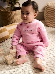 Pink Heart Printed Jersey Baby Romper (0mths-3yrs) - Image 1 of 8
