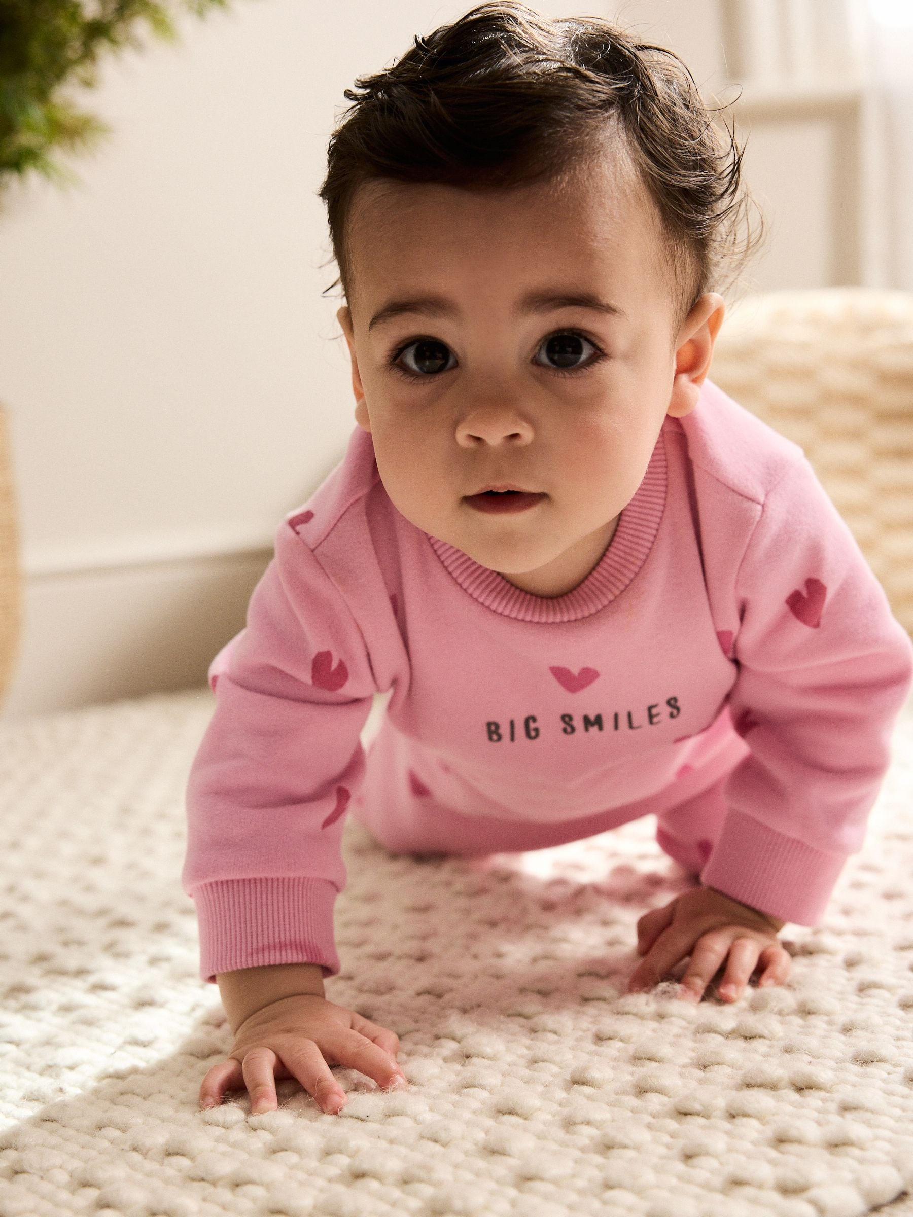 Buy Pink Heart Printed Jersey Baby Romper (0mths-3yrs) from Next