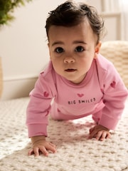 Pink Heart Printed Jersey Baby Romper (0mths-3yrs) - Image 3 of 8