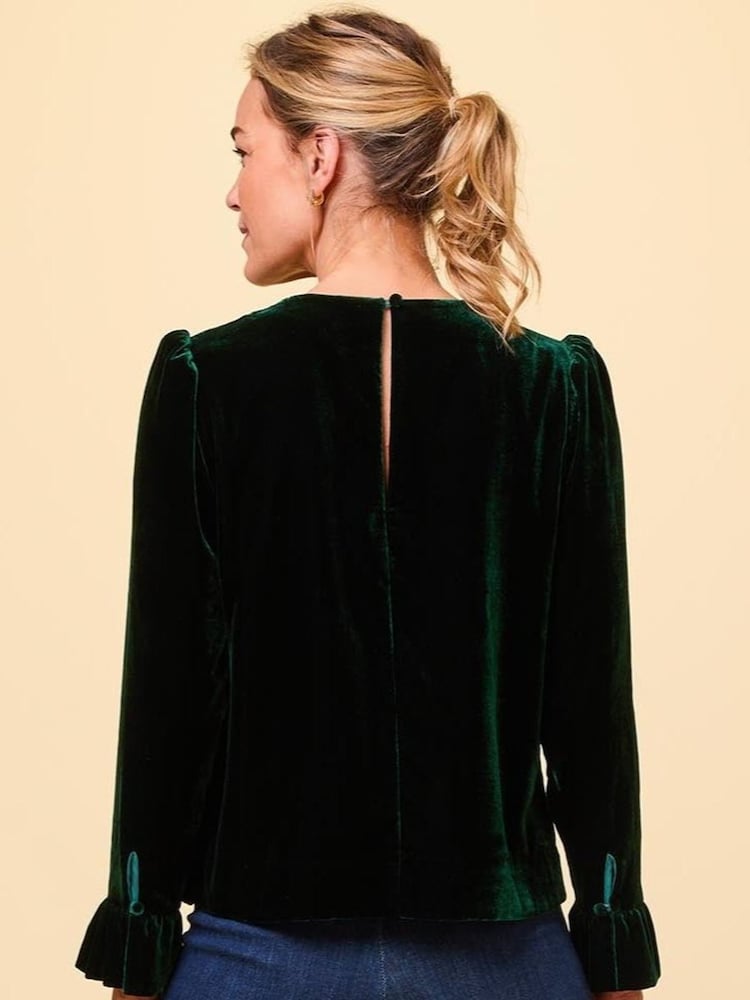 Aspiga Green Victoria Velvet Top - Image 2 of 4 Aspiga Green Victoria Velvet Top - Image 2 of 4