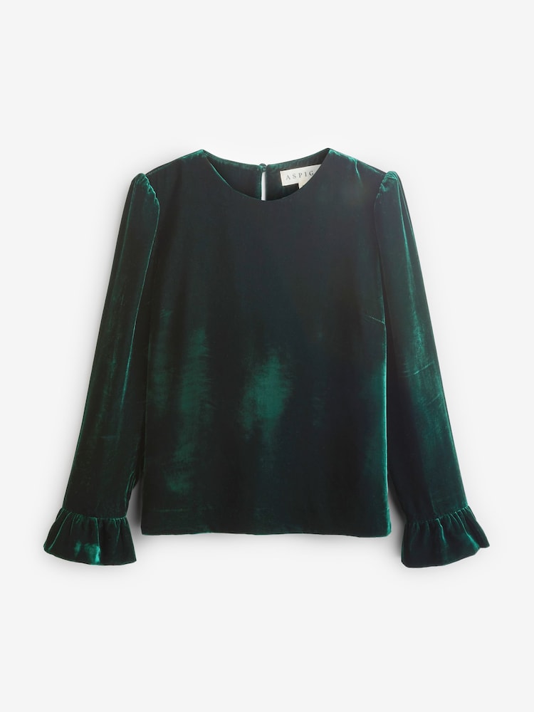 Aspiga Green Victoria Velvet Top - Image 4 of 4 Aspiga Green Victoria Velvet Top - Image 4 of 4