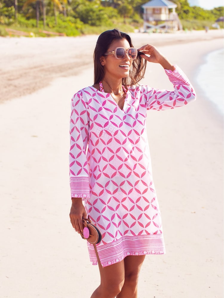Aspiga Pink 100% Cotton Guadalupe Short Tunic Top - Image 1 of 5