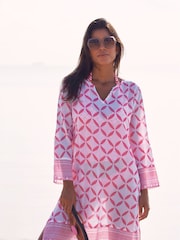 Aspiga Pink 100% Cotton Guadalupe Short Tunic Top - Image 4 of 5