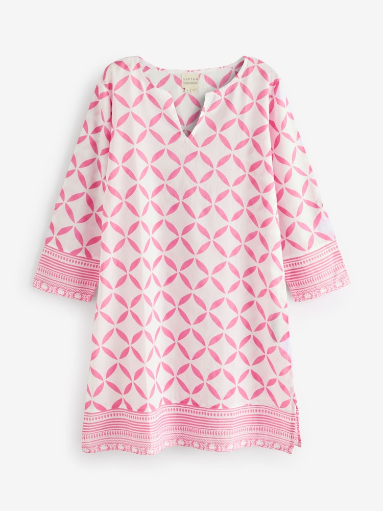 Aspiga Pink 100% Cotton Guadalupe Short Tunic Top - Image 5 of 5