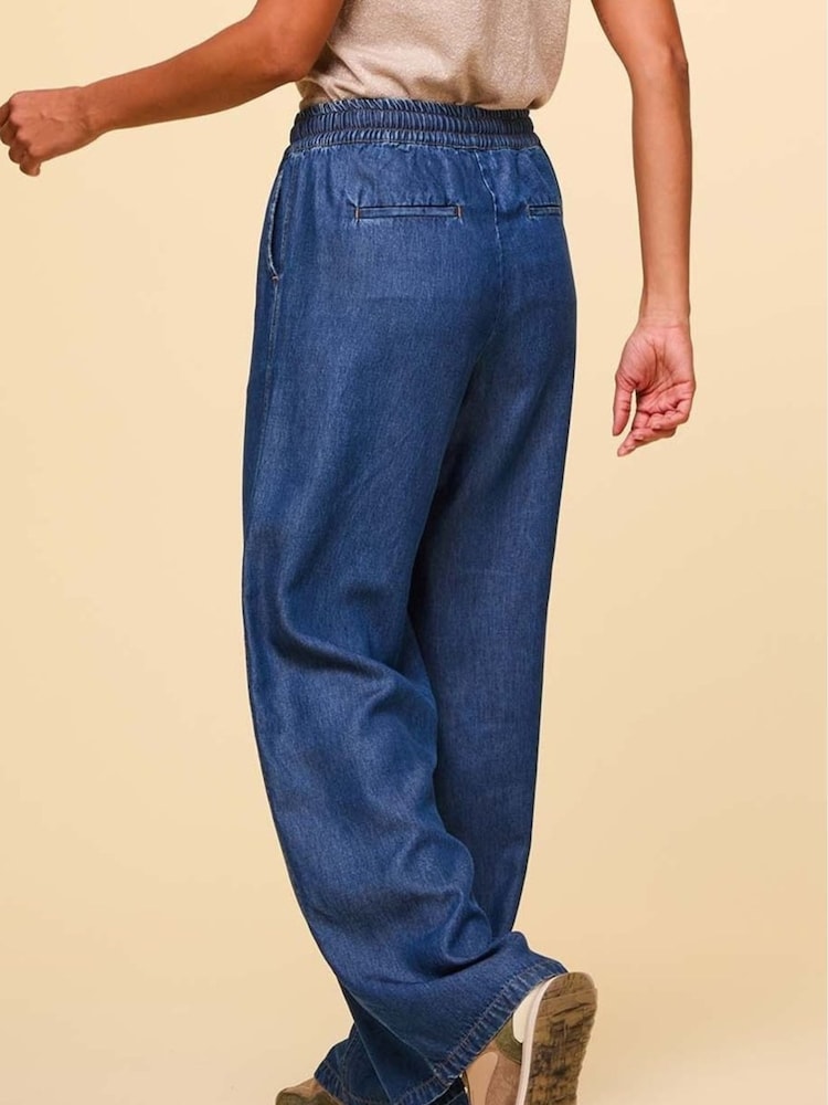 Aspiga Blue 100% Cotton Juliana Drawstring Trousers - Image 2 of 8
