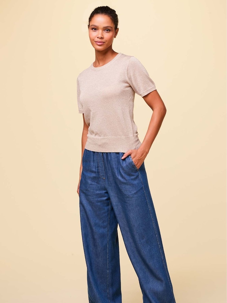 Aspiga Blue 100% Cotton Juliana Drawstring Trousers - Image 3 of 8