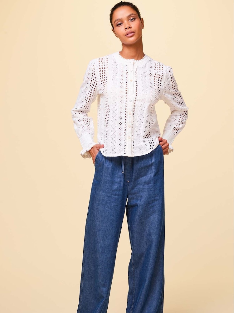 Aspiga Blue 100% Cotton Juliana Drawstring Trousers - Image 5 of 8