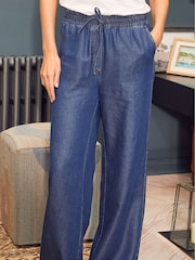 Aspiga Blue 100% Cotton Juliana Drawstring Trousers - Image 7 of 8