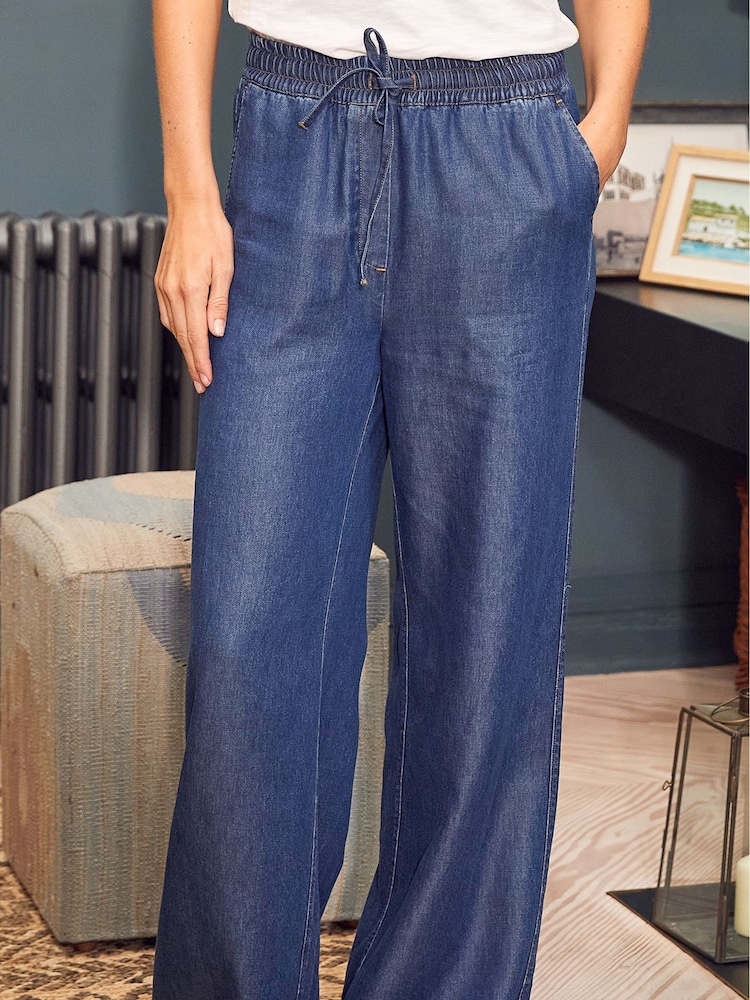 Aspiga Blue 100% Cotton Juliana Drawstring Trousers - Image 7 of 8