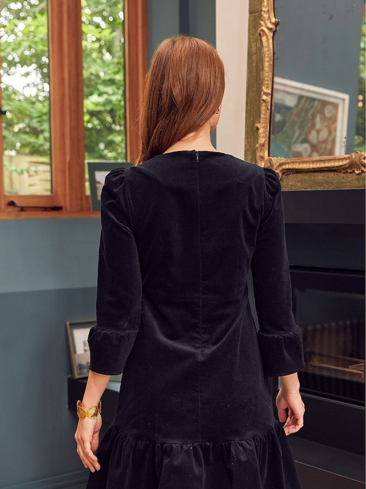 Aspiga Black 100% Cotton Victoria Mini Stretch Corduroy Dress - Image 2 of 7